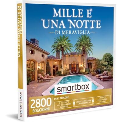 Smartbox Mille E Una Notte di Meraviglia Cofanetto Regalo Coppia, 1, 2 o 3 Notti con Scelta Tra Colazione, Aperitivo, Percorso Relax e Cena per 2 Persone, Idee Regalo Originale Smartbox Mille E Una Notte di Meraviglia Cofanetto Regalo Coppia, 1, 2 o 3 Notti con Scelta Tra Colazione, Aperitivo, Percorso Relax e Cena per 2 Persone, Idee Regalo Originale