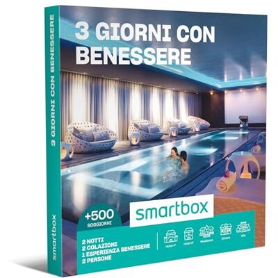 Smartbox Cofanetto Regalo 3 Giorni con Benessere Idea Regalo per Lui e Lei 2 Notti con Colazione e Pausa Relax per 2 Persone Smartbox Cofanetto Regalo 3 Giorni con Benessere Idea Regalo per Lui e Lei 2 Notti con Colazione e Pausa Relax per 2 Persone
