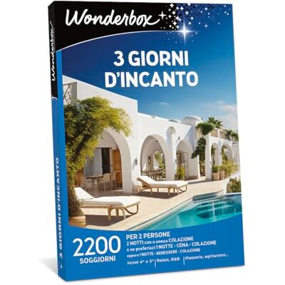 WONDERBOX Cofanetto Regalo 3 Giorni D'incanto 800 soggiorni in Hotel a 4 e 3 Stelle 2 Notti in Città d'Arte- Regali di Coppia O Un Weekend per Due Amici WONDERBOX Cofanetto Regalo 3 Giorni D'incanto 800 soggiorni in Hotel a 4 e 3 Stelle 2 Notti in Città d'Arte- Regali di Coppia O Un Weekend per Due Amici