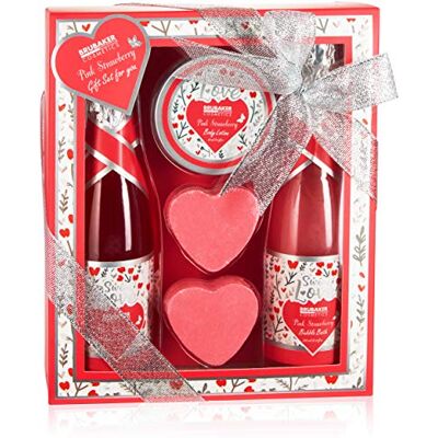 Brubaker Cosmetics 5-pz. Set Bagno e Doccia Fragola Sweet Love Set Regalo di Cura con Design di Fiori Idea Regalo per Donne e Uomini Rosa Brubaker Cosmetics 5-pz. Set Bagno e Doccia Fragola Sweet Love Set Regalo di Cura con Design di Fiori Idea Regalo per Donne e Uomini Rosa
