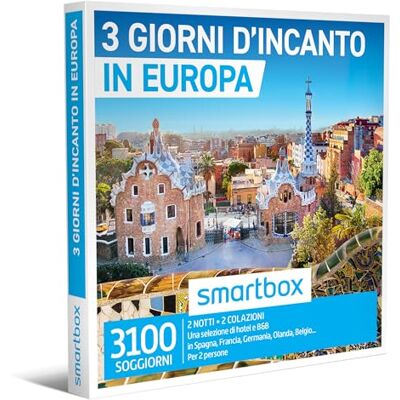 Smartbox Cofanetto Regalo 3 Giorni d'incanto in Europa Idea Regalo Originale Due Notti con Colazione per 2 Persone Smartbox Cofanetto Regalo 3 Giorni d'incanto in Europa Idea Regalo Originale Due Notti con Colazione per 2 Persone