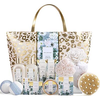 spa luxetique Set Bagno Doccia Donna 15 Pezzi al Gelsomino con Borsa Tote Idea Regalo Mamma Donna per Natale Compleanno Anniversario Festa Spiaggia spa luxetique Set Bagno Doccia Donna 15 Pezzi al Gelsomino con Borsa Tote Idea Regalo Mamma Donna per Natale Compleanno Anniversario Festa Spiaggia