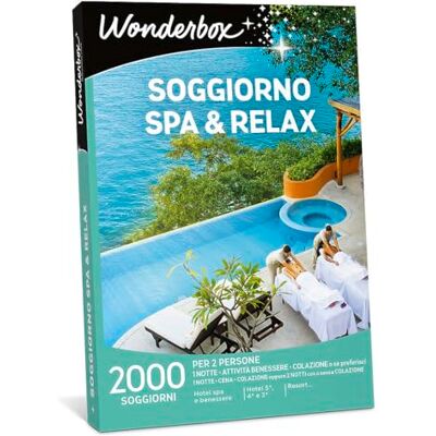 WONDERBOX Cofanetto Regalo Soggiorno Spa & Relax 1 Notte + Colazione + 1 attività Benessere per 2 Persone Hotel Spa e Benessere, Hotel 5*, 4* e 3*, Resort… WONDERBOX Cofanetto Regalo Soggiorno Spa & Relax 1 Notte + Colazione + 1 attività Benessere per 2 Persone Hotel Spa e Benessere, Hotel 5*, 4* e 3*, Resort…