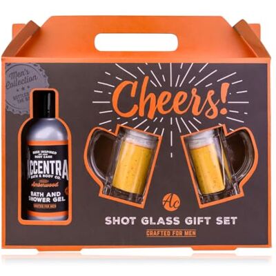 accentra Set regalo MEN'S COLLECTION per uomini, set di cura da 150 ml di gel da bagno e doccia e 2 bicchierini a forma di brocca di birra, confezione regalo con profumo di legno ambra, per compleanno accentra Set regalo MEN'S COLLECTION per uomini, set di cura da 150 ml di gel da bagno e doccia e 2 bicchierini a forma di brocca di birra, confezione regalo con profumo di legno ambra, per compleanno