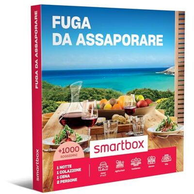 Smartbox Cofanetto Regalo per Uomo o Donna Fuga da assaporare Idee Regalo Originale 1 Notte con Colazione e Cena per 2 Persone Smartbox Cofanetto Regalo per Uomo o Donna Fuga da assaporare Idee Regalo Originale 1 Notte con Colazione e Cena per 2 Persone