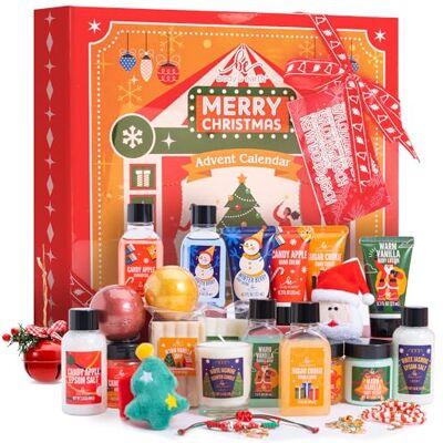 BODY & EARTH Calendario dell'Avvento 2025 per le donne, Regali di Natale per le signore, 24PCS Set da bagno per Natale con candela profumata, bagnoschiuma ecc, regalo natale donna BODY & EARTH Calendario dell'Avvento 2025 per le donne, Regali di Natale per le signore, 24PCS Set da bagno per Natale con candela profumata, bagnoschiuma ecc, regalo natale donna