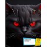 Green, Maddison Composition Notebook College Ruled: Terminator Cat with Robotic Features, Schwarzenegger Inspired, Killer Robot with Red Eyes, Complete Evil, Size 8.5x11 Inch, 120 Pages