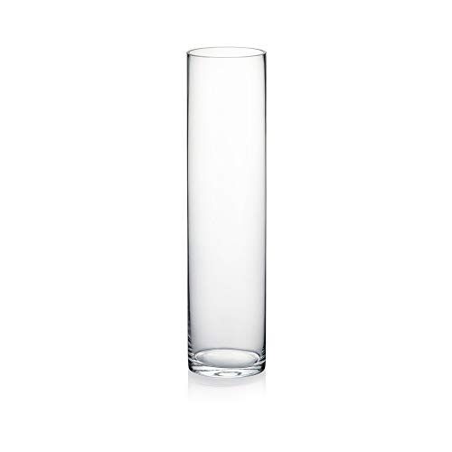 WGVI WGV Vaso cilindrico, 10,5 cm di larghezza x 30,5 cm di altezza, contenitore floreale, centrotavola in vetro per feste di nozze, eventi, decorazione per casa, ufficio, trasparente, 1 pezzo