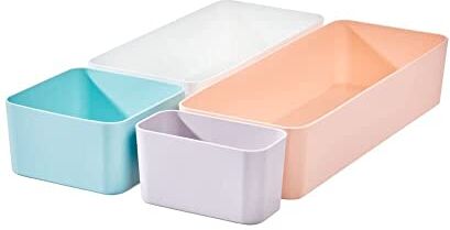 InterDesign iDesign Organizer cassetti, Pratico organizer scrivania dalla serie di Rosanna Pansino, Organizer cucina in plastica riciclata in set da 4, colorato