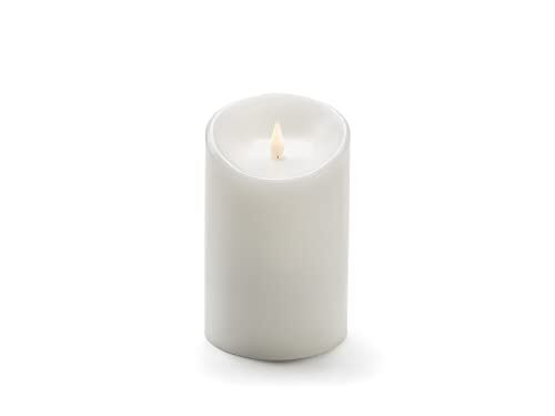 Konstsmide 3D Living candela senza fiamma luce a batteria con 4 o 8 ore Funzione timer 13.5 x 7.5 cm, bianco caldo, cera, Warm White, 16 x 10 cm