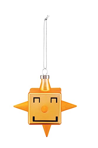 Alessi Cubik Star , Decorazione Natalizia di Design Vintage, Raffigurante una Stella a Cinque Punte, in Vetro Soffiato Decorato a Mano, Giallo Intenso