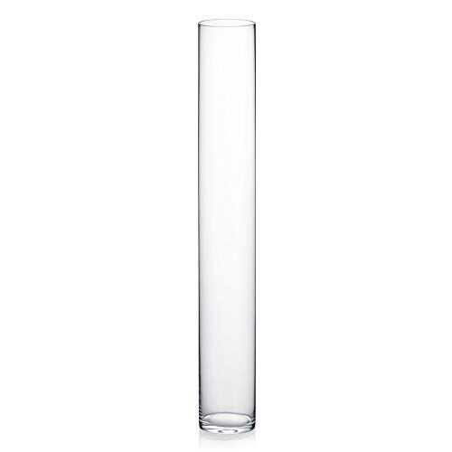 WGVI WGV Vaso cilindrico, 10,2 cm di larghezza x 71,1 cm di altezza, contenitore floreale, centrotavola in vetro per feste di nozze, decorazione per casa e ufficio, trasparente, 1 pezzo