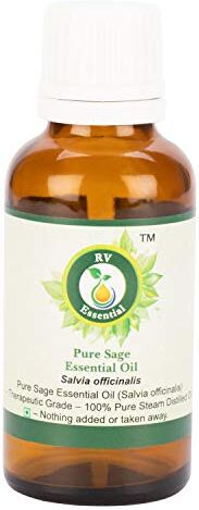 R V Essential Olio essenziale di salvia pura- 5ml (0.169oz) Salvia Officinalis (100% Puro e Naturale Steam Distilled) Pure Sage Essential Oil