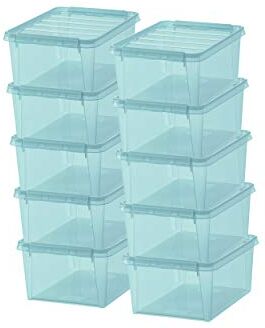 SmartStore Set di 10 scatole portaoggetti per riporre la casa con stile e praticità, Colour 15, blu trasparente, plastica, 40 x 30 x 18 cm, 14 l