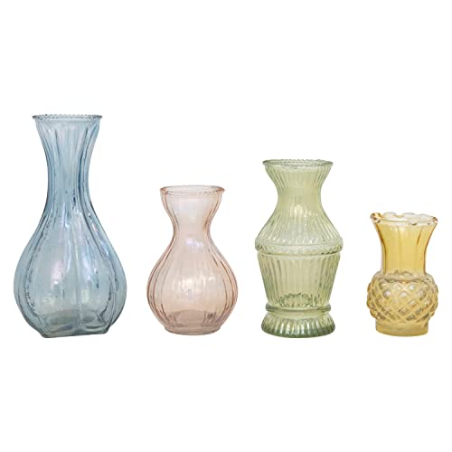 Creative Vaso in vetro inciso, 7,6 cm L x 7,6 cm W x 12,7 cm H, multicolore