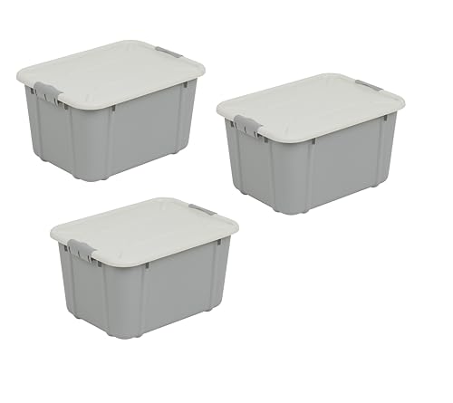 Branq Home essential Set di 3 contenitori universali con coperchio Velur, dimensioni 16 l, plastica PP senza BPA, colore: grigio chiaro