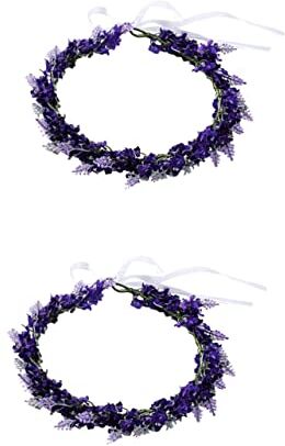 FRCOLOR 2 Pz Per Ghirlanda Di Fiori Copricapo Di Ghirlanda Nuziale Di Fiori Di Lavanda Per Ragazze Fiore Fata Simulazione Anello Per Natale Viola Località Balneare