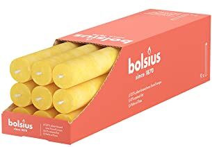 Bolsius Candele rustiche – giallo – 9 pezzi – 27 x 2,3 cm – Lunghezza durata 13 ore – Non profumate – Contiene cera vegetale naturale – Senza olio di palma