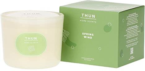 THUN Candela Spring Wind con Note Floreali e Fruttate di Rosa, Pesca e Iris, con Intreccio di Vaniglia e Cedro, Versione Grande, Linea Home Scents, 500g