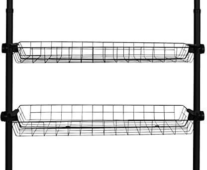 Wenko Cesta Herkules, set cesti portaoggetti 2 pezzi in ottica filo, in acciaio stabile, inclusi supporti in plastica per espansione del sistema telescopico Herkules, (L x A x P): 94 x 8 x 38, nera