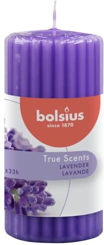 Bolsius True Scents Candela a Colonna profumata Ribbed Pillar 120/58, Cera, Viola, Medium