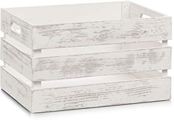 Zeller Cesto Contenitore, Legno, Bianco, 35x25x20 cm