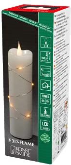 Konstsmide Candele a batteria senza fiamma sottili / 3D Living Light/funzionamento a batteria tremolante fiamma mobile/vera cera d'avorio/micro luci fatate, funzione timer 4 o 8 ore, 17,8 x 5 cm