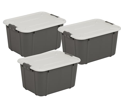 BranQ - Home essential BranQ Home essential Set di 3 contenitori universali con coperchio Velur, dimensioni 16 l, plastica PP senza BPA, colore: grigio scuro