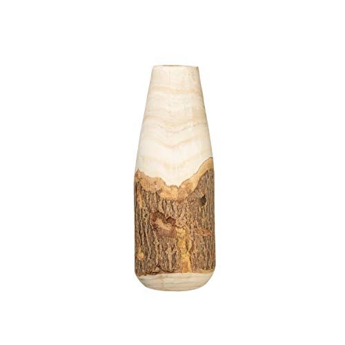Creative Carved Paulownia Wood Vase with Live Edge (Each One Will Vary) Vaso, Marrone