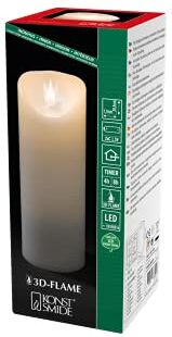 Konstsmide 3D Living candela senza fiamma luce a batteria con 4 o 8 ore Funzione timer 13.5 x 7.5 cm, bianco caldo, cera, Warm White, 20.5 x 7.5 cm