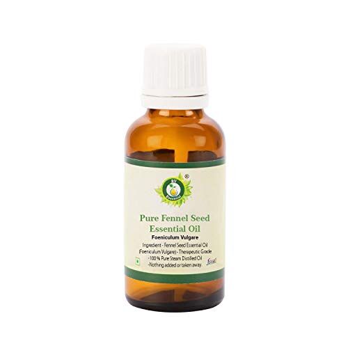 R V Essential Puro Seme di finocchio Essenziale Olio 30ml (1.01oz)- Foeniculum Vulgare (100% Puro e Naturale Steam Distilled) Pure Fennel Seed Essential Oil