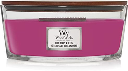 Woodwick Candela profumata Ellipse con stoppino crepitante   Wild Berry & Beets   Durata della fragranza: fino a 50 ore