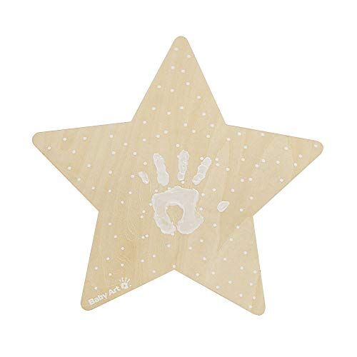 ART My Baby Star lampada a led, Luce Notturna per Cameretta, Kit Impronta Neonato per Decorare l'applique murale, color Legno