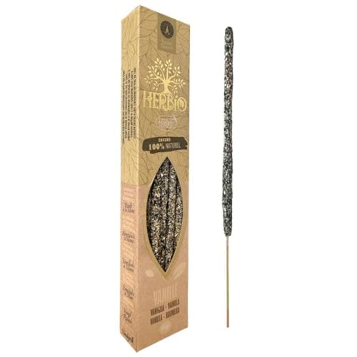 Fragrances & Sens HERBIO Bastoncini di incenso ecologico alla Vaniglia 25g (7-8 Sticks) Realizzati a mano in India Durata lunga circa 75min