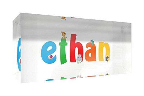 Little Helper Souvenir decorativo in acrilico trasparente lucido come Diamante Stile Illustrativo colorato con il nome di Giovane Ragazzo Ethan 5 x 15 x 2 cm piccolo