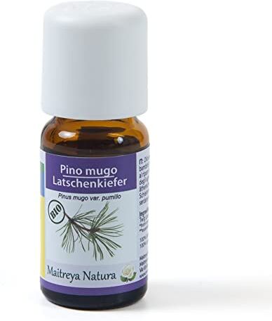 maitreya Natura Olio Essenziale biologico PINO MUGO, 100% puro e naturale, 10ml aromaterapia, diffusore, massaggio, cosmetica qualità controllata e certificata, vegan