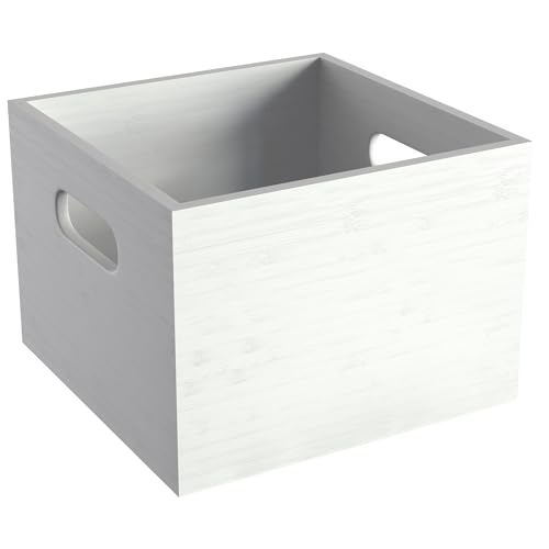 KD Essentials Scatola portaoggetti & scatola organizzatrice M bianco, priva di plastica e amica dell'ambiente, in 100% di bambù FSC, impilabile e resistente – scatola organizzatrice –