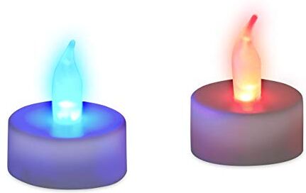 Relaxdays Set da 2 Lumini LED, Cambiamento di Colore, Decorazione Senza Fiamma, A Batterie, Candeline, Multicolore