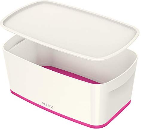 Leitz MyBox WOW Contenitore con Coperchio S, per Archiviare Accessori per Ufficio e Casa, Bianco e Fucsia,