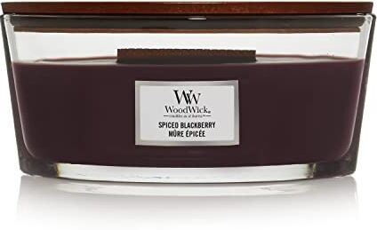 Woodwick 76078E, Candela Profumata con Stoppino Scoppiettante, Fino A 50 Ore, paraffina Cera di soia, Viola (Spiced BlackBerry), Ellipse