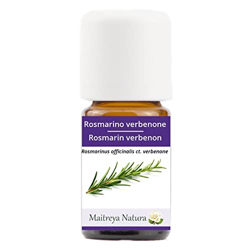 maitreya Natura Olio Essenziale biologico ROSMARINO VERBENONE, 100% puro e naturale, 5ml aromaterapia, diffusore, massaggio, cosmetica qualità controllata e certificata, vegan