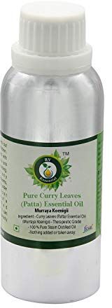 R V Essential Olio essenziale di Curry Leaves (Patta) puro- 630ml (21oz) Murraya Koenigii (100% Puro e Naturale Steam Distilled) ​Pure Curry Leaves (Patta) Essential Oil