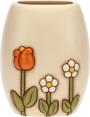 THUN , Vaso in Ceramica Decorata a Mano con Iconica Decorazione Floreale , Versione Media, Linea happy Country, 15.6x12.2x19 cm h