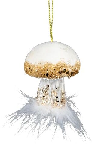 SHATCHI Fungo bianco 6 x 7 cm – Decorazioni da appendere all'albero di Natale, ornamenti decorativi festivi pendenti per albero di Natale a tema fiaba