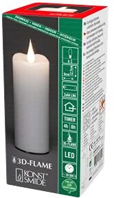 Konstsmide Candele a batteria sottili, 3D, con fiamma tremolante, funzionamento a batteria, in vera cera bianca, micro luci fatate, 4 o 8 ore, 12,7 x 5 cm, colore: Bianco caldo