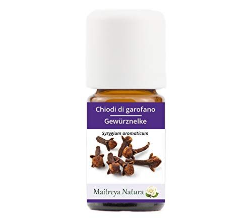 maitreya Natura Olio Essenziale biologico CHIODI DI GAROFANO, 100% puro e naturale, 5ml aromaterapia, diffusore, massaggio, cosmetica qualità controllata e certificata, vegan