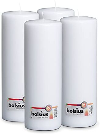 Bolsius Candele a pilastro lisce, cera vegetale, bianco, 30 cm