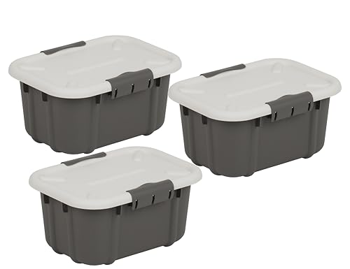 BranQ - Home essential BranQ Home essential Set di 3 contenitori universali con coperchio Velur, dimensioni 3,6 l, in plastica PP senza BPA, colore: grigio scuro