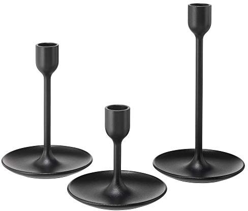 Ikea Candelieri Fulltalig, set di 3 pezzi, colore: Nero