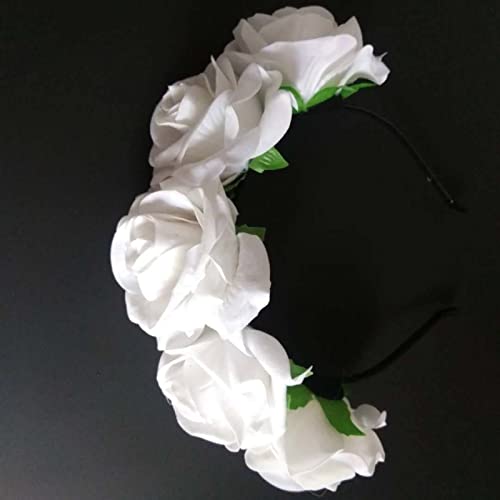 Generic Gioielli CM velluto fiore rosa simulazione fiore fascia ghirlanda copricapo fiore immortale tornante tornante, bianco